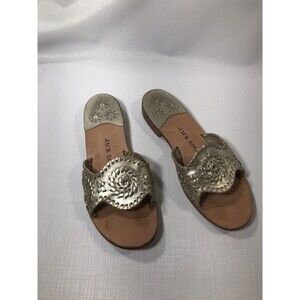 Jack Rogers Sandals Rhinestone/Crystal Gold Leather Thongs Flats Sz 8m